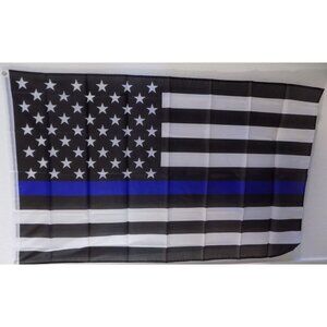 Thin Blue Line American Flag 3x5 Feet Military